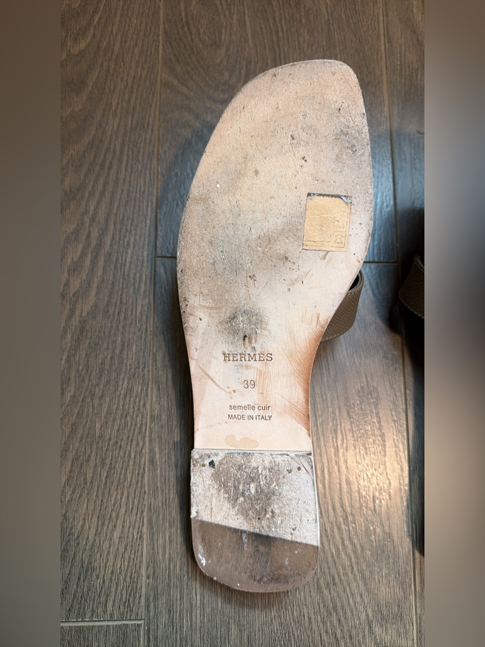 Hermès Oran Sandals, Étoupe, size 39 - Picture 10 of 12
